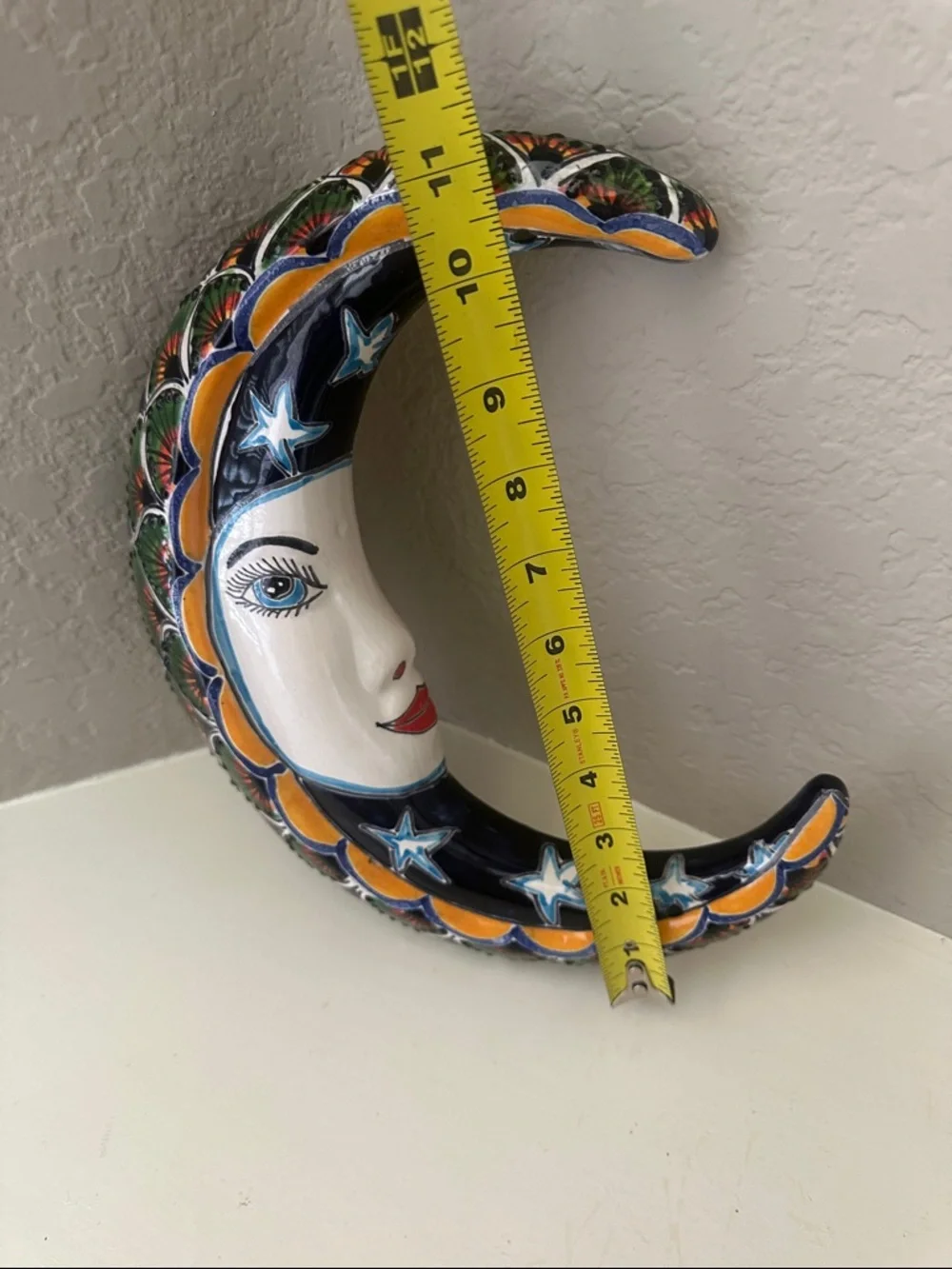 Mexican Talavera Pottery Moon Face Wall 🌙 Hanging - Picture 6 of 8